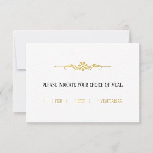 Mooie en Elegante Wit en Gouden RSVP-Kaart RSVP Kaartje (Achterkant)