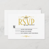 Mooie en Elegante Wit en Gouden RSVP-Kaart RSVP Kaartje (Voorkant / Achterkant)