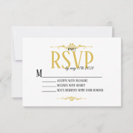 Mooie en Elegante Wit en Gouden RSVP-Kaart RSVP Kaartje