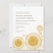 Mooie en elegante zonnebloemen vieren bruiloft kaart (Voorkant)