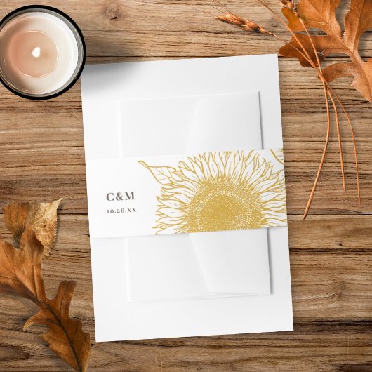 Mooie en elegante zonnebloemen vieren bruiloft uitnodigingen wikkel
