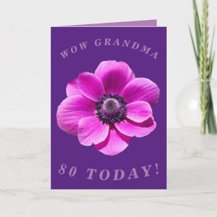 Mooie en gedurfde 80ste verjaardag Kaart voor oma