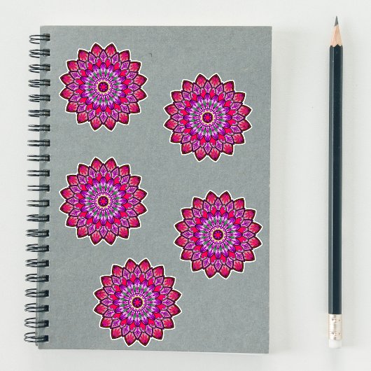 Mooie en goede vibes, rood en Paars Mandala Sticker