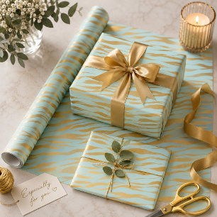 Mooie en gouden strepen op een blauwe achtergrond cadeaupapier