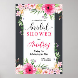 Mooie en heldere bloemige bruidsdouche poster