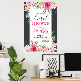 Mooie en heldere bloemrijke bruidsdouche poster