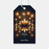 Mooie en heldere Diya in Lotus Diwali Cadeaulabel (Achterkant)