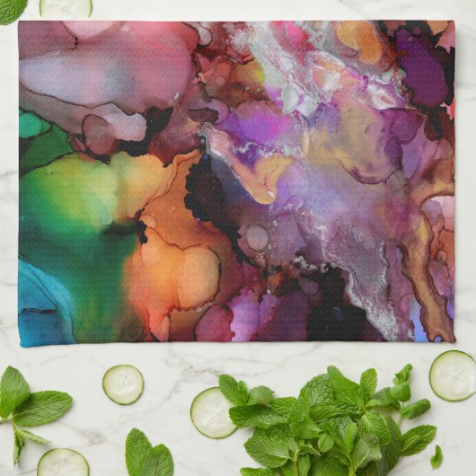 Mooie en kleurrijke Abstracte keukenhanddoek (Gevouwen)