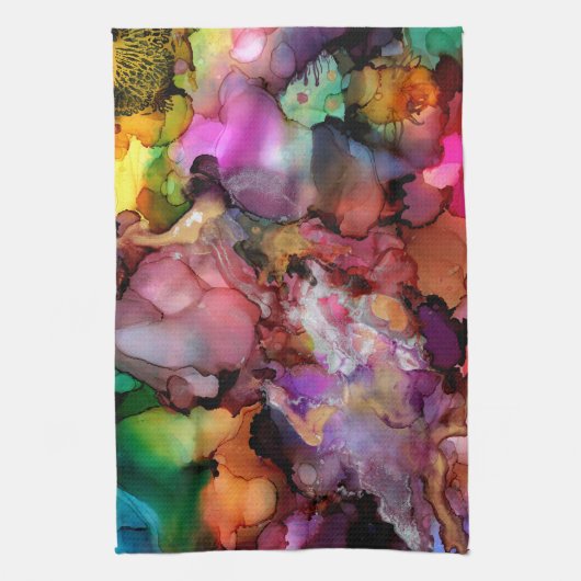 Mooie en kleurrijke Abstracte keukenhanddoek (Verticaal)