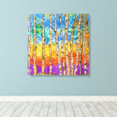 Mooie en kleurrijke Aspen Bomen Canvas 20x20" (Insitu (Houten vloer))