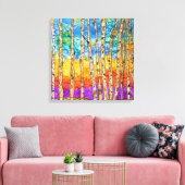 Mooie en kleurrijke Aspen Bomen Canvas 20x20" (Insitu (Woonkamer))