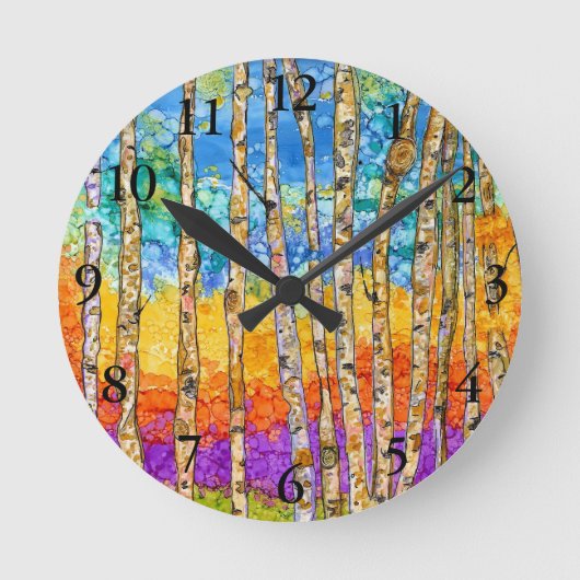 Mooie en kleurrijke Aspen Tree Clock Ronde Klok (Voorkant)