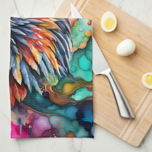 Mooie en kleurrijke Bald Eagle keukenhanddoek (Quarter Fold)