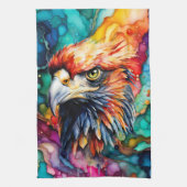 Mooie en kleurrijke Bald Eagle keukenhanddoek (Verticaal)