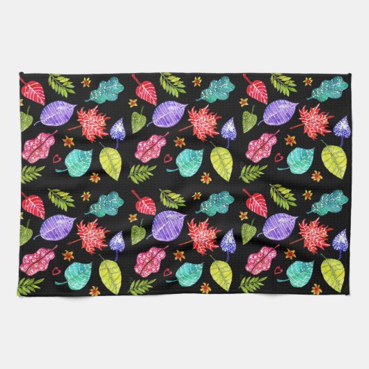 Mooie en kleurrijke bladeren keukenhanddoek (Horizontaal)