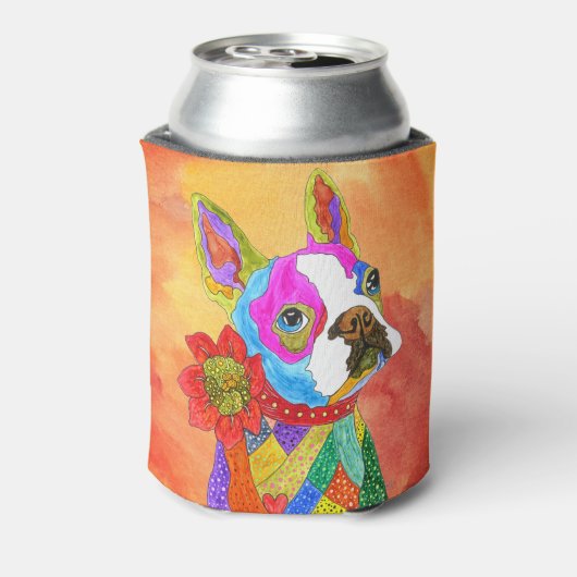 Mooie en kleurrijke Boston Terrier Blikjeskoeler (Blikje Achterkant)