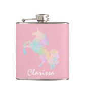 Mooie en kleurrijke eenhoorn heupfles (Voorkant)