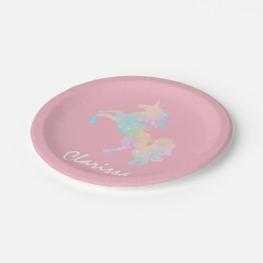 Mooie en kleurrijke eenhoorn papieren bordje (Gekanteld)