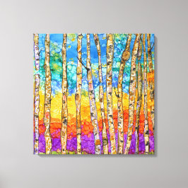 Mooie en kleurrijke Espenbomen Canvas 20x20" Afdruk
