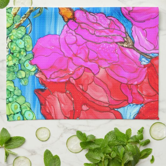 Mooie en kleurrijke Hummingbird keukenhanddoek (Gevouwen)