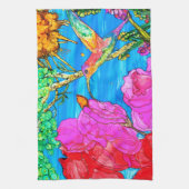 Mooie en kleurrijke Hummingbird keukenhanddoek (Verticaal)