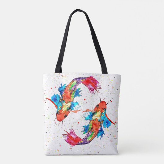 Mooie en kleurrijke Koi Fish Canvas tas (Achterkant)