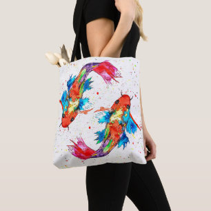 Mooie en kleurrijke Koi Fish Canvas tas