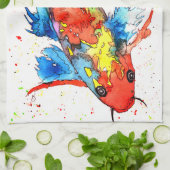 Mooie en kleurrijke Koi Fish Kitchen Towel Theedoek (Gevouwen)