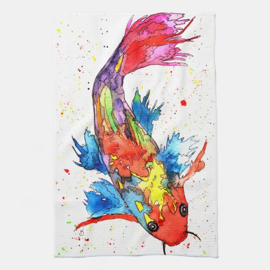 Mooie en kleurrijke Koi Fish Kitchen Towel Theedoek (Verticaal)