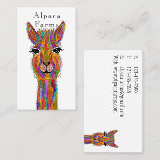 Mooie en Kleurrijke Lama/Alpaca Zakelijke Kaart Visitekaartje