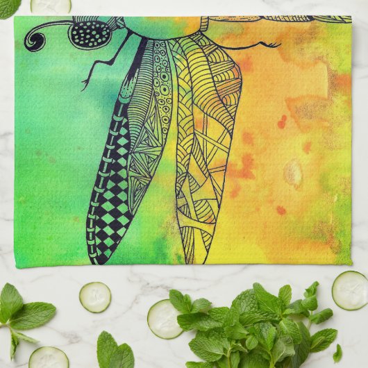 Mooie en kleurrijke libel keukenhanddoek (Gevouwen)