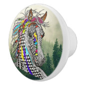 Mooie en kleurrijke paardenknop en meeuw keramische knop (Rechts)