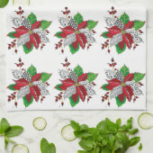 Mooie en kleurrijke Poinsettia keukenhanddoek (Gevouwen)