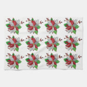 Mooie en kleurrijke Poinsettia keukenhanddoek (Horizontaal)