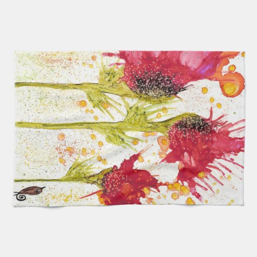 Mooie en kleurrijke Poppy Keuken Handdoek (Horizontaal)