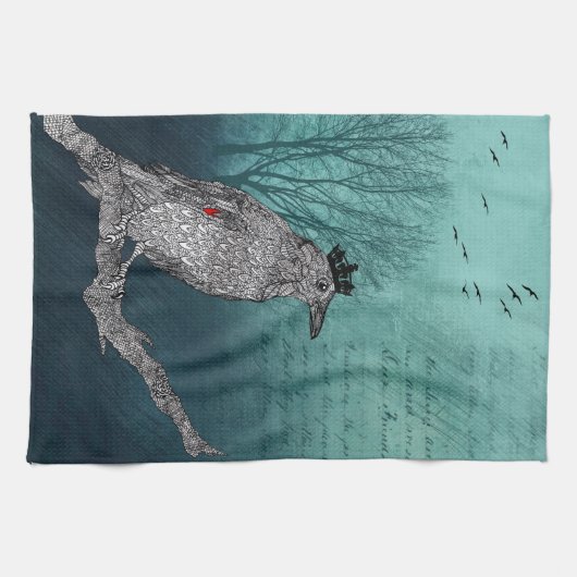 Mooie en kleurrijke Raven Crow Kitchen Towel Theedoek (Horizontaal)