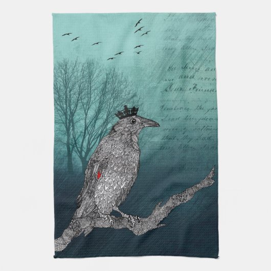 Mooie en kleurrijke Raven Crow Kitchen Towel Theedoek (Verticaal)