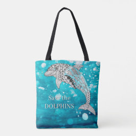 Mooie en kleurrijke Save the Dolphin Canvas tas