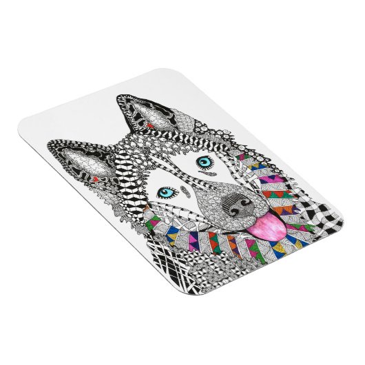 Mooie en kleurrijke Siberische Husky Magnet 3 "x4" Magneet (Rechterzijde)