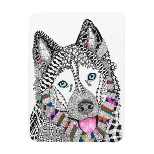 Mooie en kleurrijke Siberische Husky Magnet 3 "x4" Magneet (Verticaal)