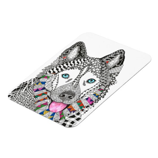 Mooie en kleurrijke Siberische Husky Magnet 3 "x4" Magneet (Linkerzijde)