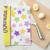 Mooie en kleurrijke sterren theedoek (Quarter Fold)