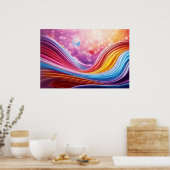 Mooie en kleurrijke Wavy Lines Wall Art Design Poster (Keuken)