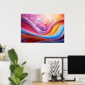Mooie en kleurrijke Wavy Lines Wall Art Design Poster (Thuiskantoor)
