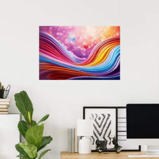 Mooie en kleurrijke Wavy Lines Wall Art Design Poster