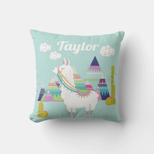 Mooie en Kleurrijke Woestijn Alpaca Babykamer Kussen (Voorkant)