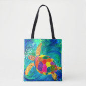 Mooie en kleurrijke Zee Schildpad Canvas tas (Voorkant)