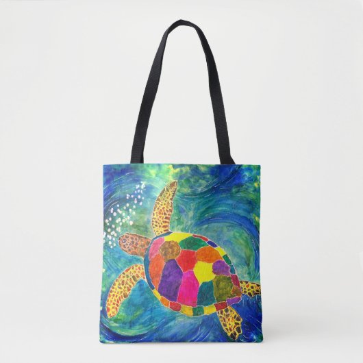 Mooie en kleurrijke Zee Schildpad Canvas tas (Voorkant)