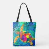 Mooie en kleurrijke Zee Schildpad Canvas tas (Achterkant)