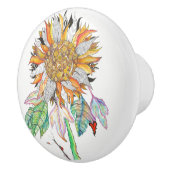 Mooie en kleurrijke zonnebloem deur knop (Rechts)